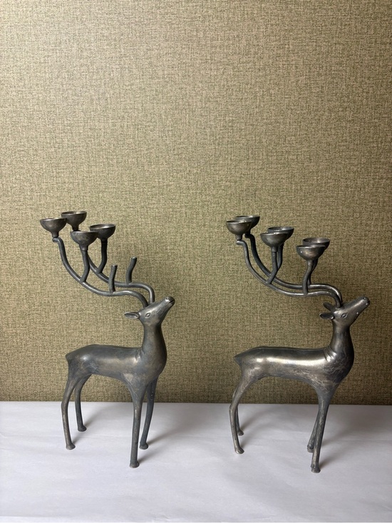 Godinger Other - Vintage Godinger Silver Art Christmas 6 Point Reindeer Candelabra set